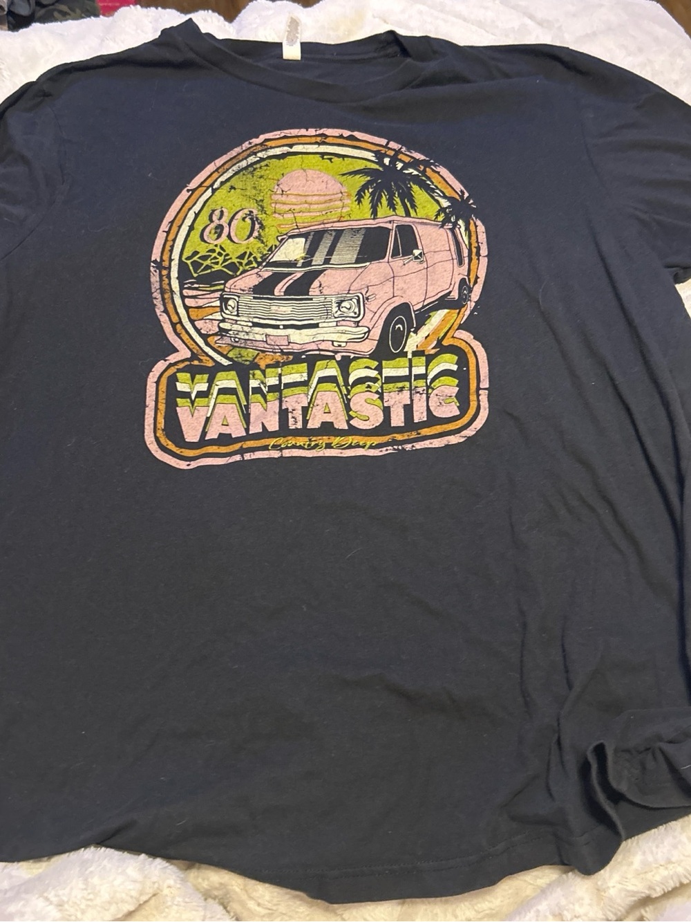 Vantastic Graphic Short Sleeve Tee - Black with Pink/Green Print